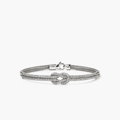 John Hardy Love Knot Silver Diamond Pave Double Row Bracelet
