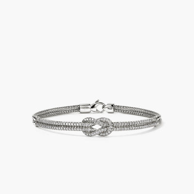 John Hardy Love Knot Silver Diamond Pave Double Row Bracelet - John Hardy product