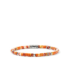 John Hardy Heishi Silver and Orange Bead Bracelet