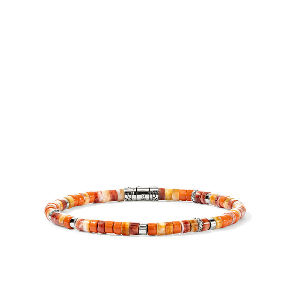John Hardy Heishi Silver and Orange Bead Bracelet