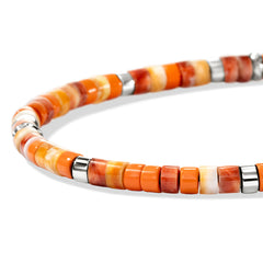 John Hardy Heishi Silver and Orange Bead Bracelet
