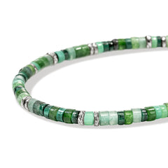 John Hardy Heishi Emerald Silver Beaded Bracelet