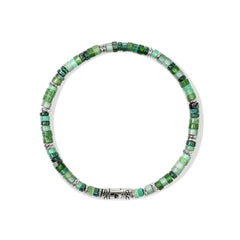 John Hardy Heishi Emerald Silver Beaded Bracelet