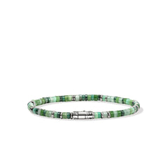 John Hardy Heishi Emerald Silver Beaded Bracelet