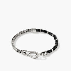 John Hardy Heishi Silver Chain Bracelet with Black Onyx
