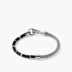 John Hardy Heishi Silver Chain Bracelet with Black Onyx