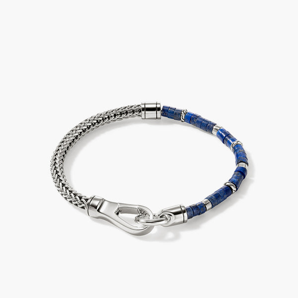 John Hardy Heishi Silver Chain Bracelet with Lapis Lazuli