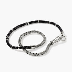 John Hardy Heishi Double Wrap Sterling Silver Bracelet with Black Onyx