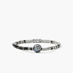 John Hardy Heishi Pearl and Black Onyx Beaded Bracelet