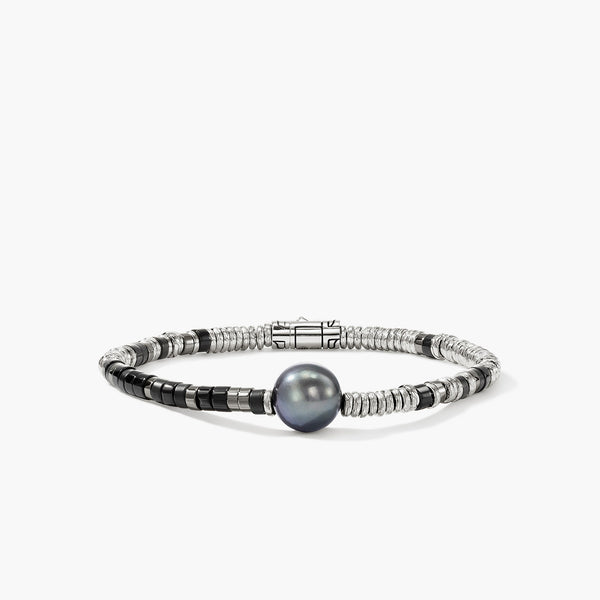 John Hardy Heishi Pearl and Black Onyx Beaded Bracelet