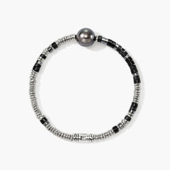 John Hardy Heishi Pearl and Black Onyx Beaded Bracelet
