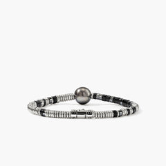 John Hardy Heishi Pearl and Black Onyx Beaded Bracelet