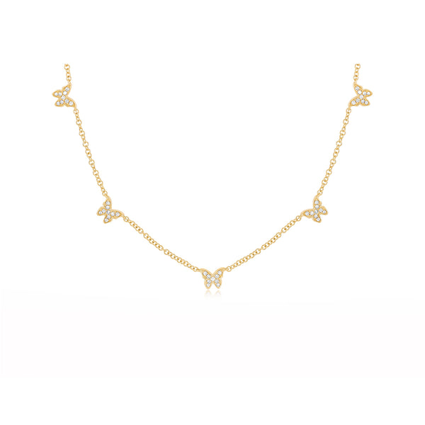 EF Collection Five Diamond Butterfly Necklace