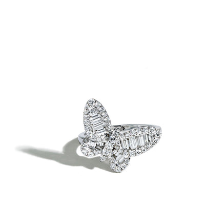 Butterfly Ring in Baguette and Round Diamonds - Private Label product
