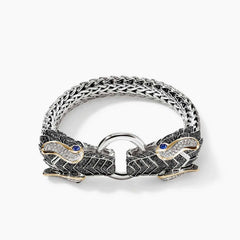 John Hardy Naga Two Tone Bracelet with Black Sapphires