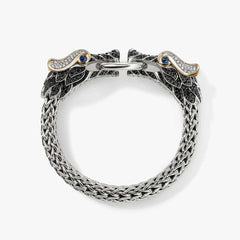 John Hardy Naga Two Tone Bracelet with Black Sapphires