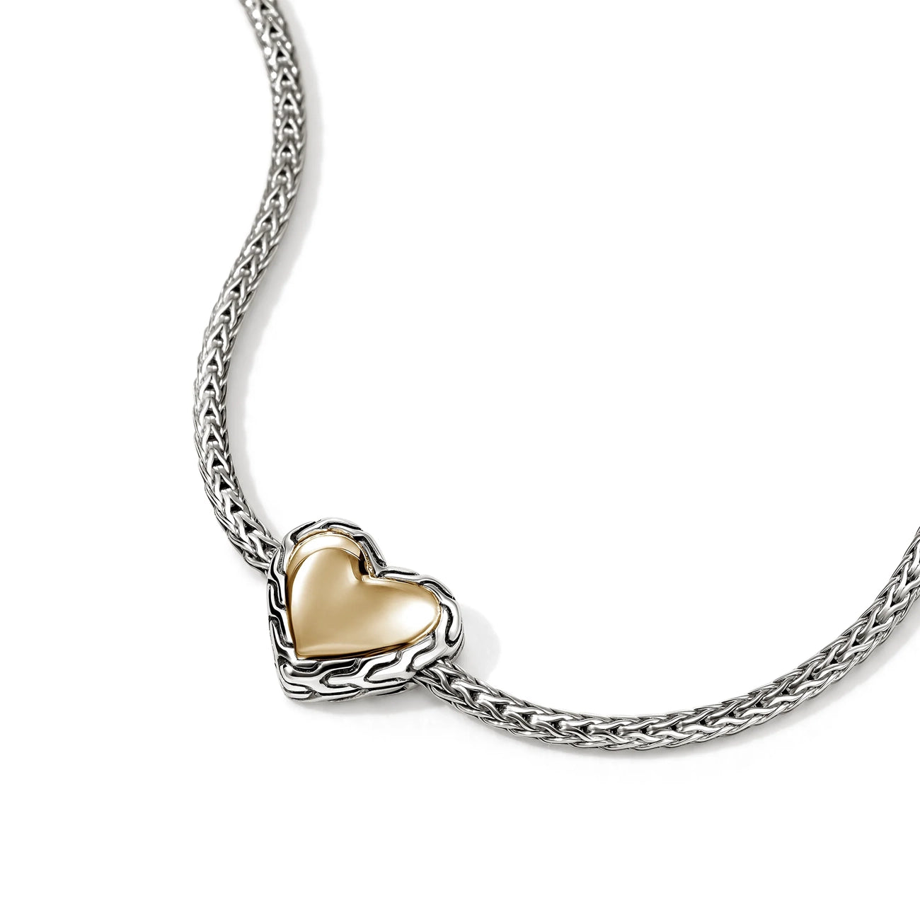 John Hardy Essential Silver and Gold Heart 1.8mm Bracelet