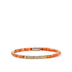 John Hardy Heishi Silver and Gold Orange Bead Bracelet