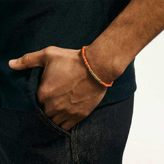 John Hardy Heishi Silver and Gold Orange Bead Bracelet