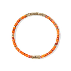 John Hardy Heishi Silver and Gold Orange Bead Bracelet