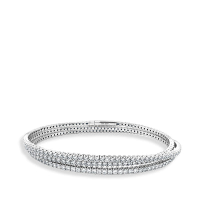 5 Carat Flexible 3 Row Diamond Bangle Bracelet - Private Label product