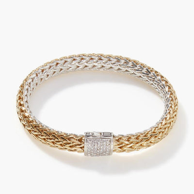John Hardy Classic Chain Gold & Silver 7.5mm Diamond Clasp Reversible Icon Bracelet - John Hardy product