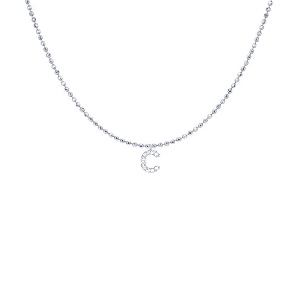 EF Collection Diamond Initial Charm in White gold