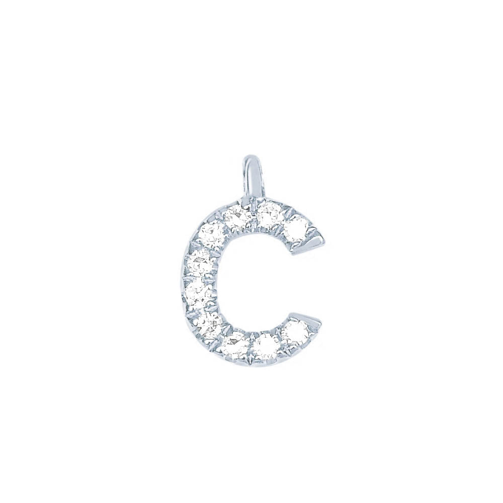 EF Collection Diamond Initial Charm in White gold