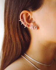 Carbon & Hyde White Gold Diamond Split Huggie Earrings