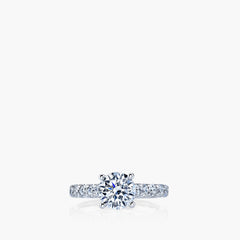 Cathedral round diamond U-prong setting in platinum, front view