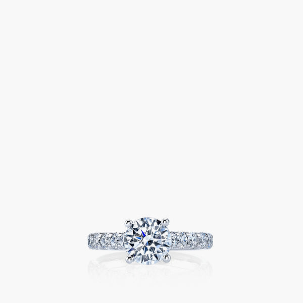 Cathedral round diamond U-prong setting in platinum, front view