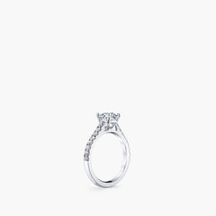 Cathedral U-prong engagement ring setting in platinum with 0.5ct diamonds, side view