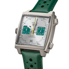 TAG Heuer Monaco Chronograph Silver and Green Dial Leather Strap - 39mm