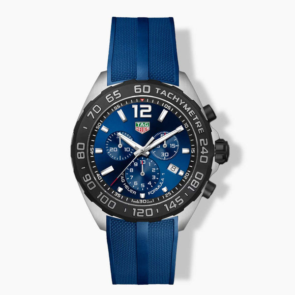 TAG Heuer Formula 1 Chronograph Quartz Blue Dial Black Bezel Rubber Strap - 43mm
