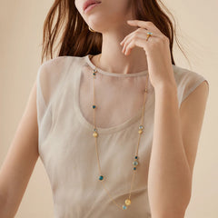 Marco Bicego Jaipur Yellow Gold Mixed Blue Topaz 36" Necklace