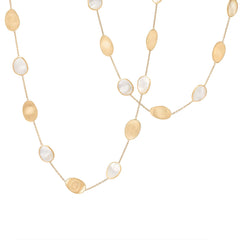 Marco Bicego Lunaria Long Yellow Gold & Mother of Pearl Station Necklace
