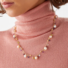 Marco Bicego Paradise White and Pink Pearls Mixed Gemstone Necklace