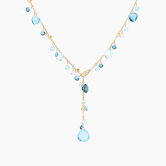 Marco Bicego Paradise Alta Mixed Topaz Yellow Gold Lariat Necklace