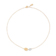 Marco Bicego Lunaria Gold & Diamond Petite Double Leaf Necklace