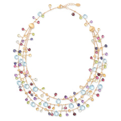 Marco Bicego Paradise Blue Topaz Mix Gemstone Triple Strand Necklace