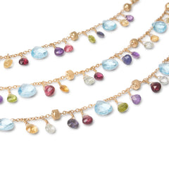 Marco Bicego Paradise Blue Topaz Mix Gemstone Triple Strand Necklace