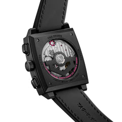 TAG Heuer Monaco Chronograph Heuer 02 Black and Pink Dial Rubber Strap - 39mm