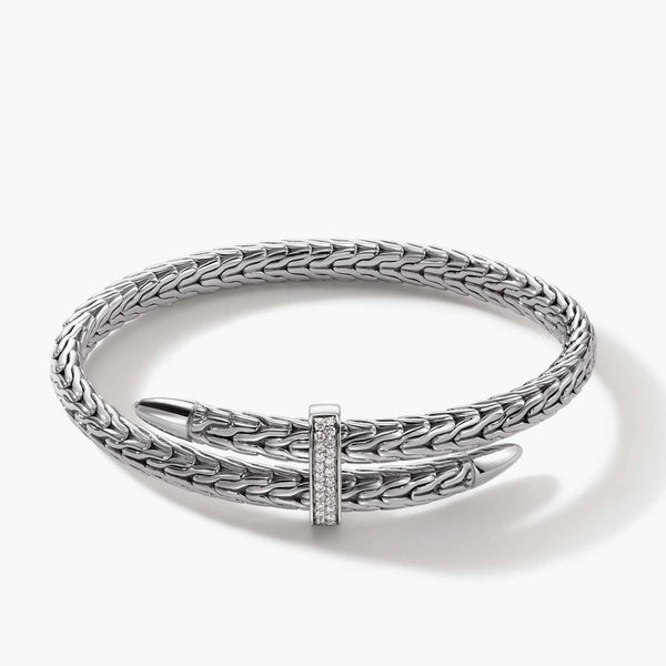 John Hardy Spear Collection Silver Chain with Diamond Pave Bypass