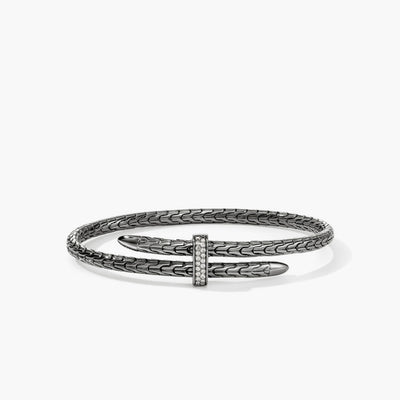 John Hardy Spear Diamond Pave Slim Flex Cuff in Black Rhodium - John Hardy product