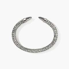 John Hardy Spear 50 Black Pave Diamonds Silver Flex Cuff