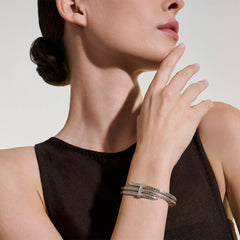 John Hardy Spear Silver Diamond Pave Triple Flex Cuff