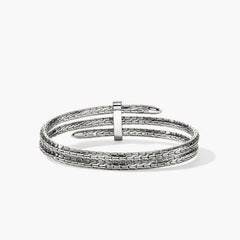 John Hardy Spear Silver Diamond Pave Triple Flex Cuff