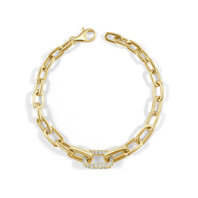 Single Diamond Link Gold Bracelet - Private Label product