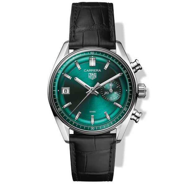 TAG Heuer グリーン シリコンバンド 時計 Tag Heuer Carrera Chronograph Dato Green Dial, CBS2211.FC6545