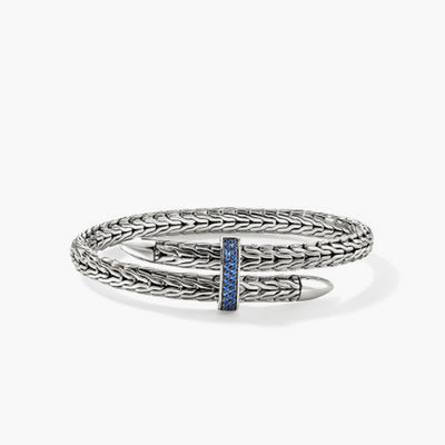 John Hardy Spear Silver Bypass Flex Cuff with Blue Sapphires - John Hardy product